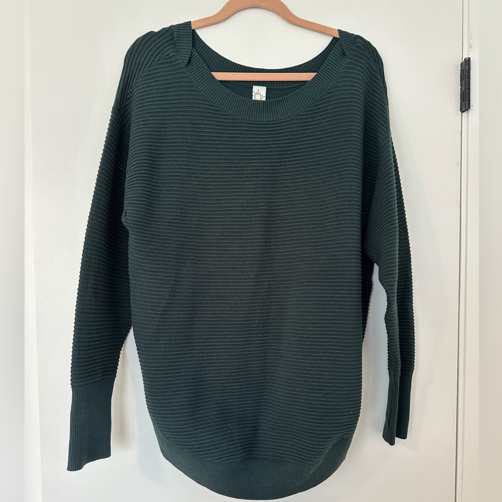 Aerie Dark Green Ribbed Crew Neck Sweater